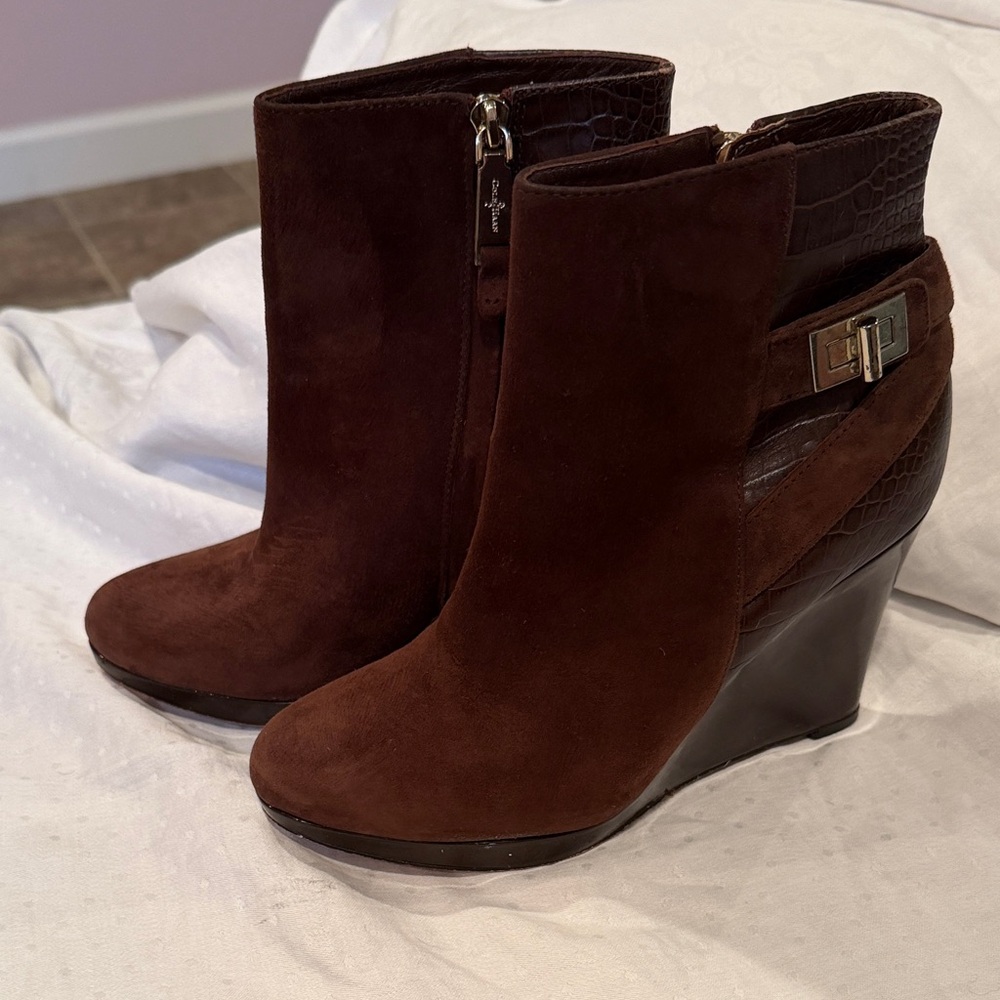 Women’s Cole & Hann Brown Suede Wedge Ankle Boots